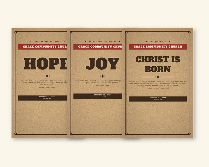 Vintage letterpress church template sample