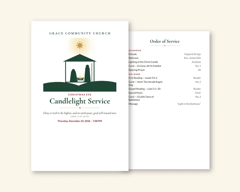 Christmas Eve program church template sample