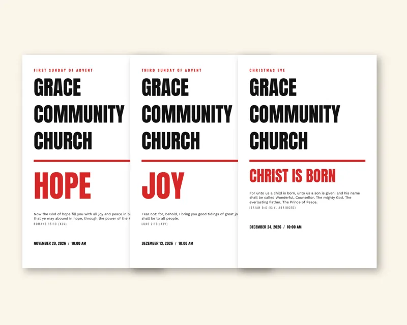 Advent Bulletin Pack (Bold Type) (Sample design, fictional church)