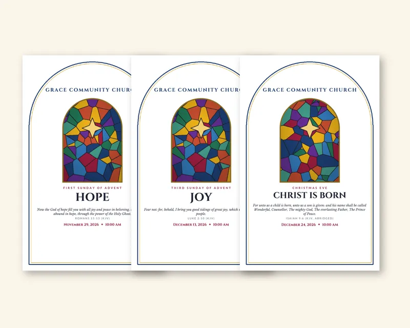 Advent Bulletin Pack (Stained Glass) (Sample design, fictional church)