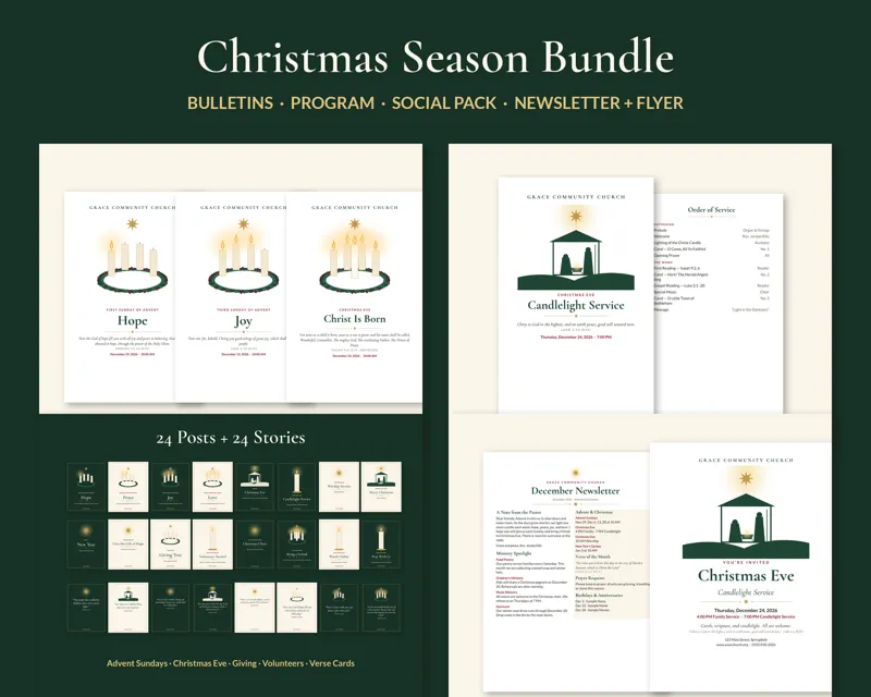 Christmas Season Bundle (Classic Evergreen) (Sample design, fictional church)